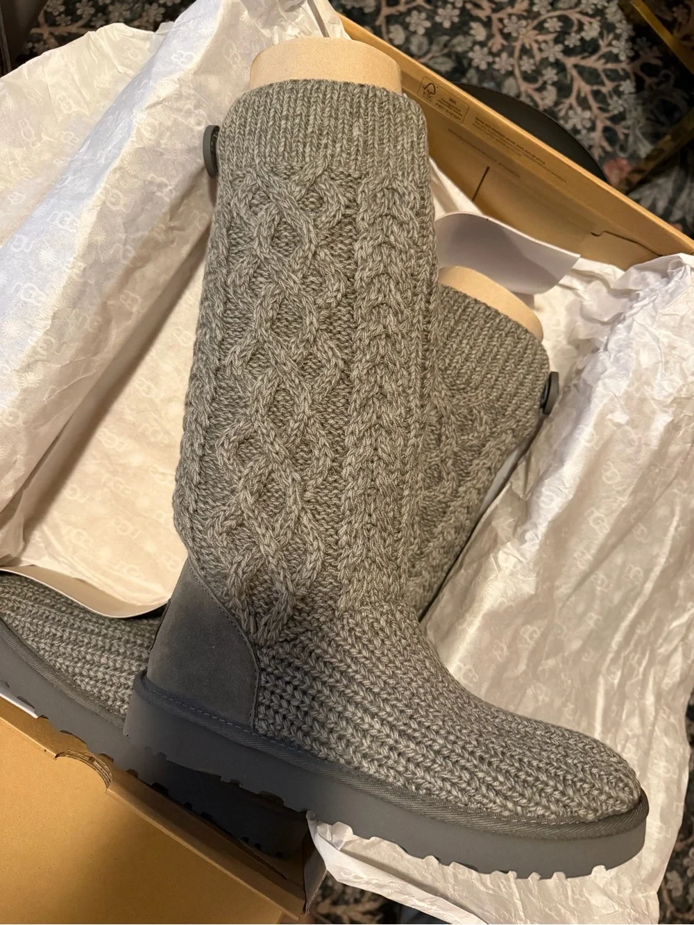 Cozy Knit Gray Boot Socks - Brand UGG
